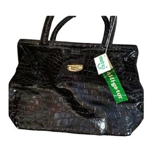 Mitzi Alligator Texture Black/Gold Handbag